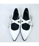 ASOS DESIGN Size 5/7 US Lexicon Pointed Western Ballet Flats in white Bu... - $13.69 CAD