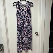 Talbots Womens Sleeveless Bubblegum Maxi Dress Stretch Cotton Size XS Pink Blue - £25.31 GBP