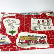 Original BloomCraft Screen Print Cotton Fabric Firemen Rescue 1.25 x6 yds P-579 - £39.56 GBP