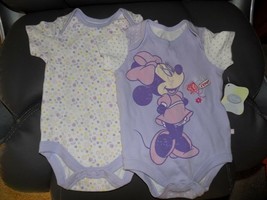 Disney Minnie Mouse Sweet As A Flower Purple 2 pc Snap Tee Size 6/9 months NEW - £14.58 GBP