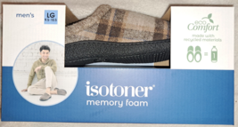 Isotoner Men&#39;s Memory Foam eco Comfort Slippers Large 9.5-10.5 Brown Plaid NEW - £16.99 GBP