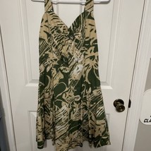 VTG Hilo Hattie Hawaiian Sundress Green Floral Women’s Size XL Smock Back A-line - £36.83 GBP