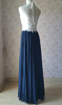 Navy 2 Piece Bridesmaid Dress Halter Neck Lace Top Navy Chiffon Skirt Plus Size image 4