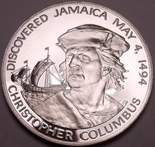 Massive Silver Proof Jamaica 1975 10 Dollars~Christopher Columbus 1494~Free Ship - £61.02 GBP