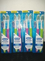 4 Packs of 2 Oral-B Vibrating Pulsar Toothbrush Expert Clean Green/Purple Soft - £33.83 GBP