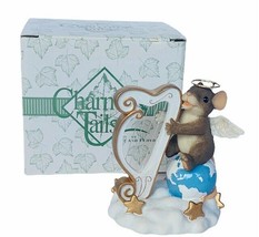 Charming Tails figurine fitz floyd mouse anthropomorphic Harp Herald ang... - $29.65
