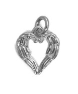 .925 Sterling Silver Wings in the shape of a Heart 2 Charm Pendant - €22,56 EUR