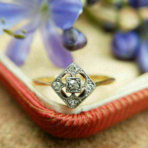 1.50Ct Round VVS1/D Diamond Antique Women Engagement Ring 14K Yellow Gold Finish - £90.21 GBP