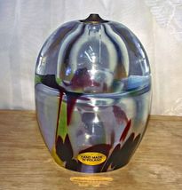 Poland Crystal Art Glass Oil Lamp No wick Included Inside Bubble Flaw - £6.32 GBP