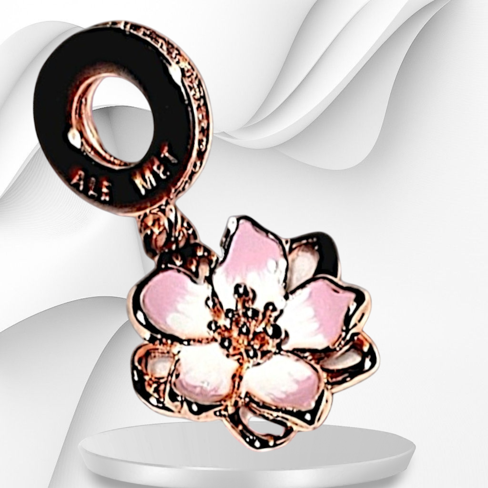 PANDORA Rose Gold Moveable Pink Cherry Blossom Charm 790667C01 US ...