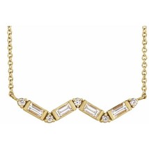 14k Yellow Gold Baguette Diamond Bar Necklace - £986.44 GBP