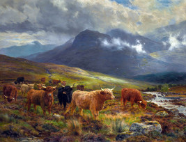 FRAMED CANVAS Art print giclee Over the Moorland Tulloch highland cattle cows - £31.64 GBP+