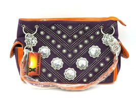 Lenora West Women&#39;s Studded Western Handbag Tote Purple/Orange - £11.85 GBP
