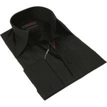 Men's Axxess Turkey Shirt 100% Cotton Long Collar 224-06 French Cuffs Black image 2