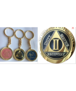 1 - 45 Year Elegant Black Gold AA Medallion &amp; Gold Plated Keychain Holder - $24.99