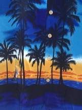 L Kensington Hawaiian Shirt Mens Blue Polyester Button Up Beach Ocean Pa... - £12.51 GBP