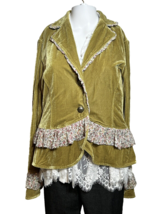 Mechant Womens Medium Soft Velvet Jacket Green Boho Chic Modern Bohemian Green - £15.90 GBP