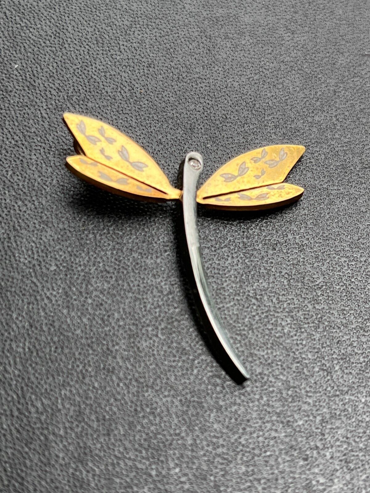 Primary image for Estate Beautiful Silvertone & Goldtone MODERNIST Dragonfly Pendant – 1.25 x 1.25