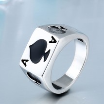 Lucky Spade A Playing Card Ring 316L Stainless Steel Man&#39;s Fashion Jewelry Retro - £8.31 GBP