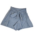 J Crew Women Size 2 Tie Waist Chambray Short Blue Casual Vacation Beach ... - $17.17