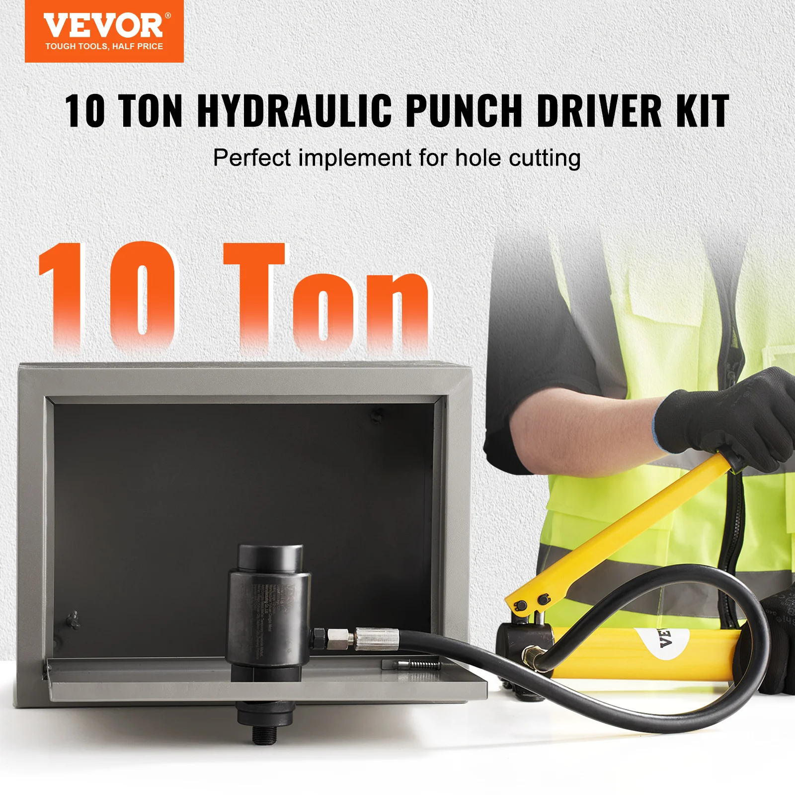 VEVOR 10Ton Hydraulic Knockout Punch Driver Kit 1/2&quot;-2&quot; w/ 6 Dies  Steel Sheet H - £200.36 GBP