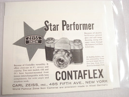 1957 Ad Zeiss Ikon Contaflex Camera Star Performer Carl Zeiss New York, ... - $7.99