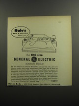 1952 General Electric Automatic Blanket Ad - Hale&#39;s Bath &amp; Boudoir Shop - £14.72 GBP