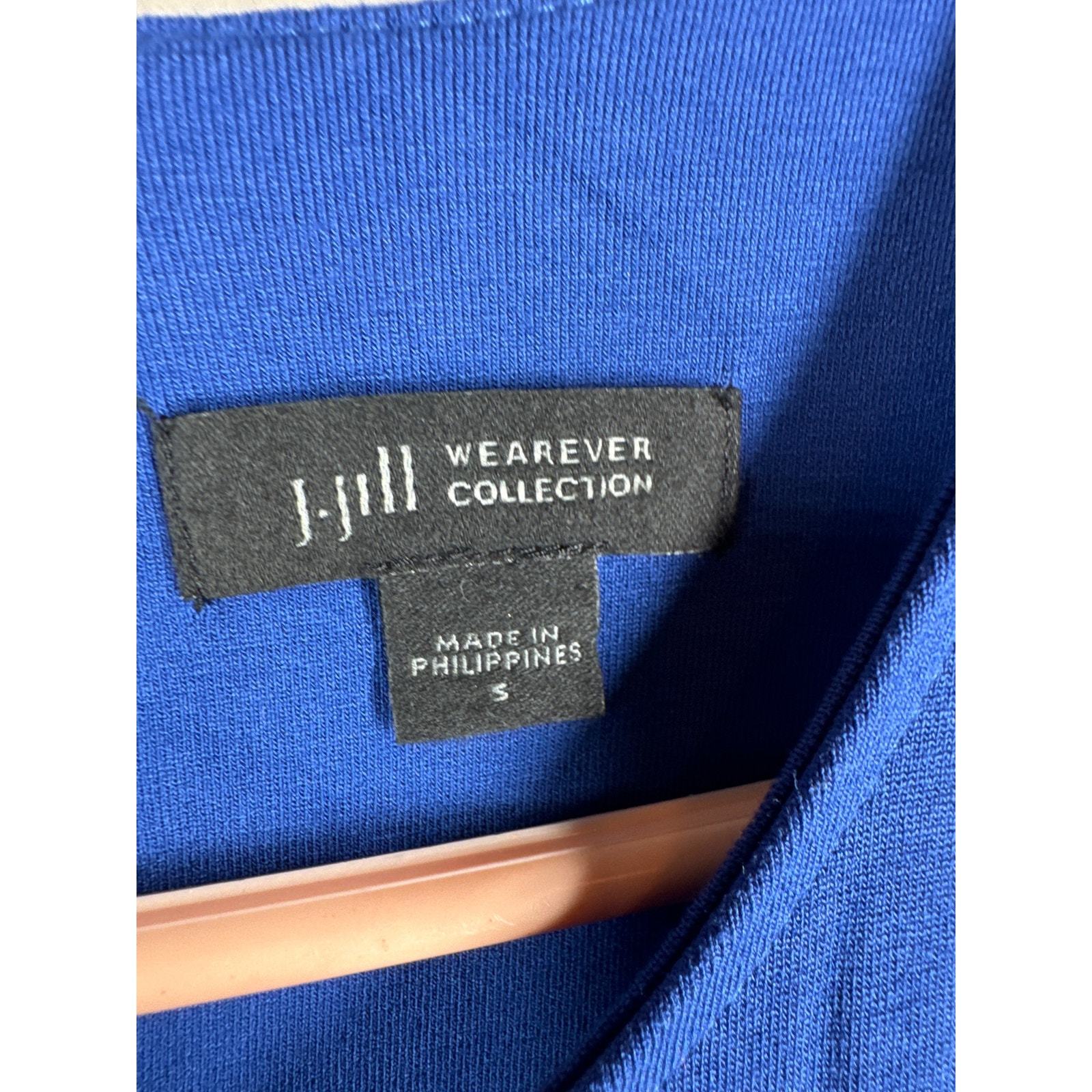 J. JILL Wearever Ballet Sleeve Dress 3/4 Knee Length Stretch Blue Size Small Item image 2