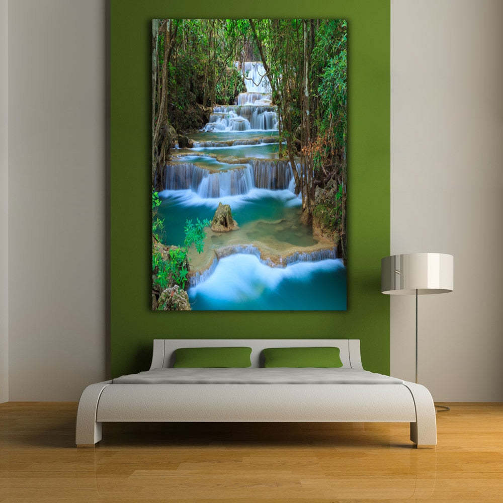Modern Wall Art Waterfall Landscape Picture FRAME AVAILABLE HQ Canvas Print Item image 2