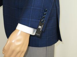 Men's Soft Wool Sport Coat English Plaid Window Pane 556-4 Navy Blue New image 11