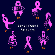Pink Ribbon Vinyl Decal Sticker Car Window Breast Cancer Survivor Fighter Cure - £3.72 GBP+