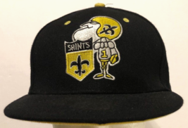 New Orleans Saints NFC Team Logo NFL Sewn Black Throwbacks Wool Cap Hat 7 5/8 - £5.74 GBP