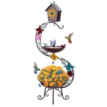 yimeizhiguang 46&quot; Bird Baths for Outdoors Metal Bird Bath with Bird Hous... - £53.86 GBP