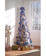 4' Pre-Lit Christmas Tree PullUp Style Fully Decorated Snow Frosted Wint... - $47.03