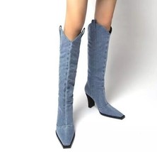 Women&#39;s Denim Non-Slip Fashion  Spring Autumn Knee High Boots Size 6-8 - £51.75 GBP