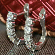 1.50Ct Corte Redondo D/VVS1 Diamante Pendientes Huggie 14K Oro Blanco Acabado - £116.95 GBP