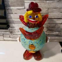 Murano Glass Round Clown Italy Art Colorful Glass Big Belly - $45.00