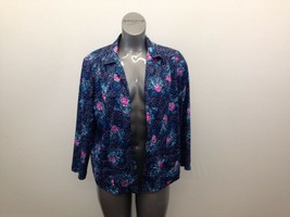 Leo Danal Floral Open Cardigan Top Jacket Women&#39;s Size XL Blue Pink  - £9.15 GBP