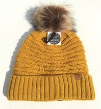 Winter Thick Warm Lined Knit W/ Faux Fur Pom Stretchy Beanie Ski Hat Yellow #H F - £20.83 GBP