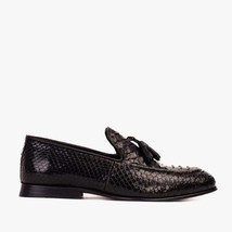 Vinci The Bethesda Black Pyhtn Skin Leather Tassel Loafer Men Shoe image 9
