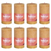 Bolsius Rustic Pillar Candles Shine 8 pcs 100x50 mm Honeycomb Yellow - £16.04 GBP
