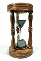 Handmade Wooden Hourglass Nautical Black Decorative Sand Timer For Home &amp;Kitchen - £34.75 GBP
