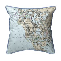 Betsy Drake Marco Island, FL Nautical Map Small Corded Indoor Outdoor Pillow - £39.77 GBP