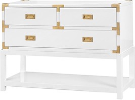 Console Table BUNGALOW 5 TANSU White High-Gloss Lacquered Gold Accents Brass - £2,037.55 GBP