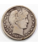 1908-D 50C Barber Demi Dollar En Fin État, Naturel Couleur - $1,173.15 MXN