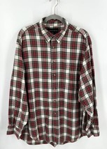 Croft Barrow Mens Button Up Plaid Shirt Size Large Red Green Cotton Coll... - £23.39 GBP