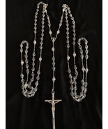 Silver Toned Wedding Rosary Lasso with Faceted Crystals and Silver Beads... - $84.75 CAD