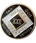 22 Year Black and Silver NA Medallion Official Narcotics Anonymous Chip - $54.31 CAD