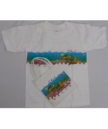 TSHIRT &amp; CANVAS BAG SET KIDS SZ M WHITE SEA TURTLES SEA LIFE WISCONSIN D... - £4.75 GBP