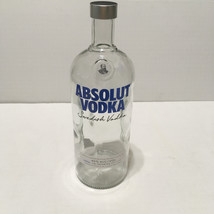 Large empty Absolut vodka embossed handle glass bottle bar decor display  - $19.75